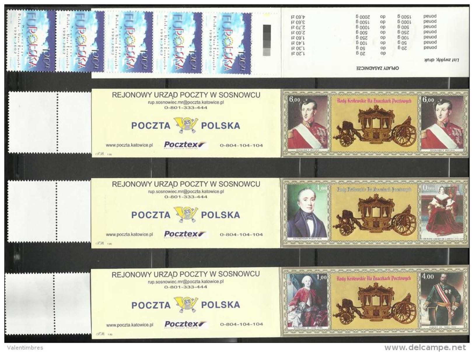 Carnet Booklet Markenheftchen Pologne Polen Poland 210   6  Carnets Différents Rois Et Reines Carosse Couleur Or - Carnets