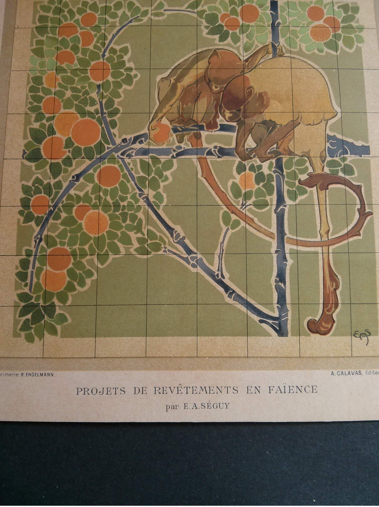 ART NOUVEAU, PROJETS DE REVÊTEMENTS EN FAIENCE Par E.A. SÉGUY. - Prints & Engravings