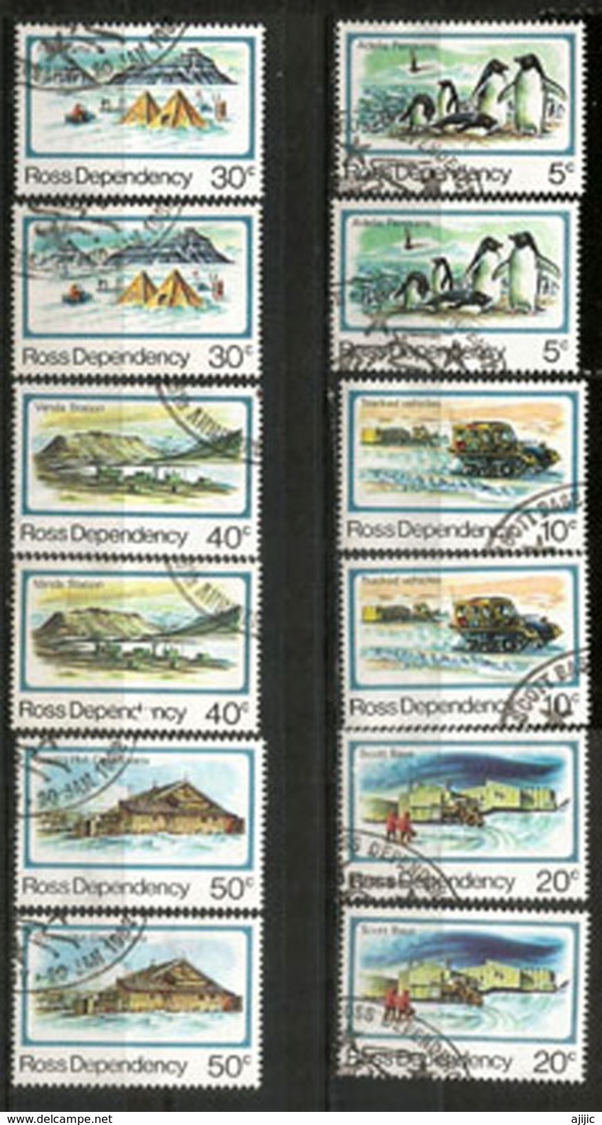 Série Complète Paysages Du Territoire De Ross.  12 Timbres Oblitérés, Cachets Ronds, 1 ère Qualité - Gebraucht