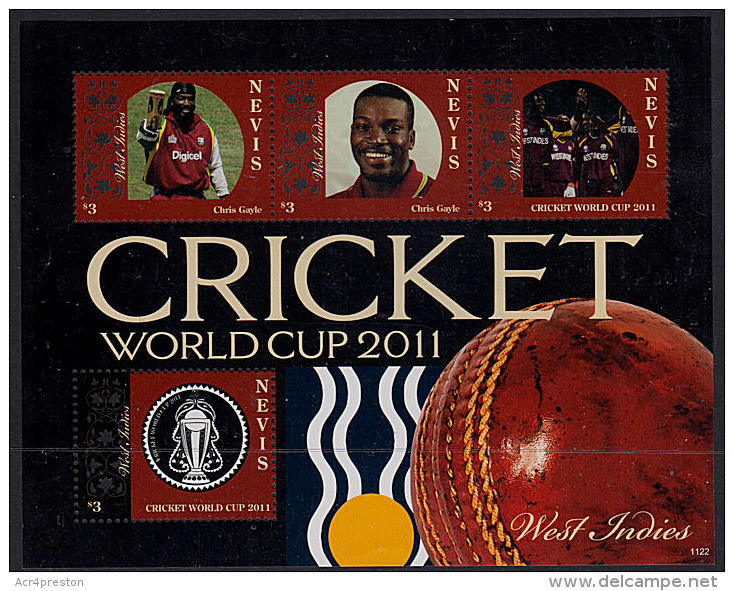 E0155 NEVIS 2011,  ICC Cricket World Cup - West Indies Team,  MNH - St.Kitts And Nevis ( 1983-...)