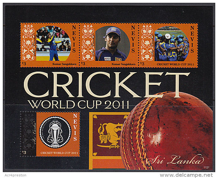 E0190 NEVIS 2011,  ICC Cricket World Cup - Sri Lankan Team,  MNH - St.Kitts And Nevis ( 1983-...)