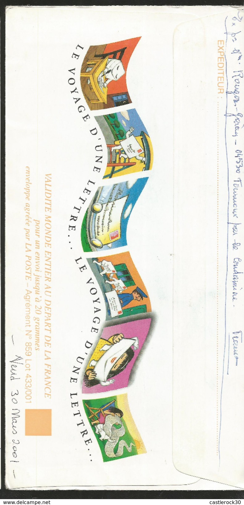 J) 2001 FRANCE, GIRL WITH LETTER OVER THE MOUTH, POSTAL STATIONARY, AIRMAIL CIRCULATED COVER, FROM FRANCE TO MEXICO - Covers & Documents