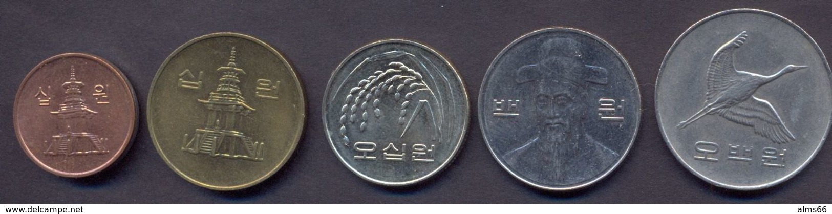 Korea South Coins Set 10, 10, 50, 100, 500 Won (5 Coins) - Korea (Süd-)