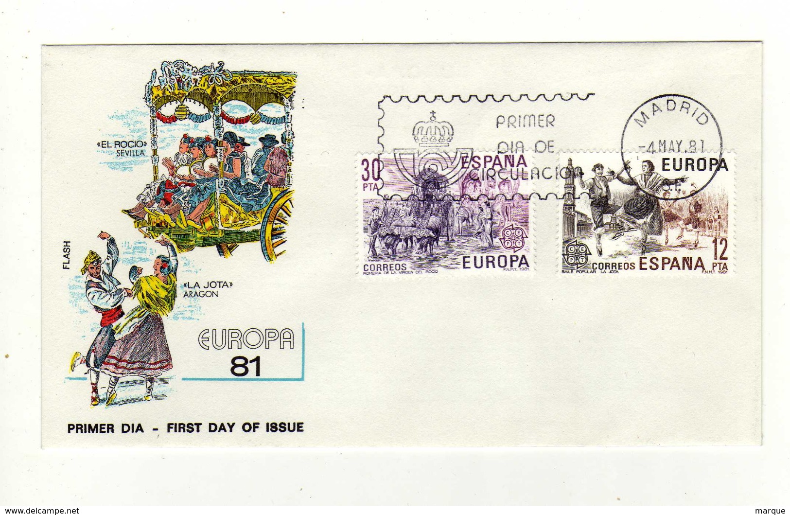 Enveloppe 1er Jour ESPANA ESPAGNE Oblitération MADRID 04/05/1981 - FDC