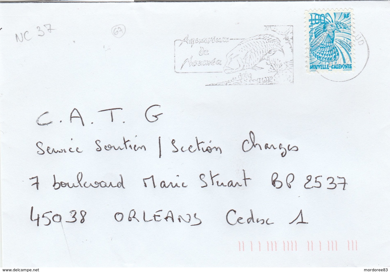 NOUVELLE CALEDONIE YT 849 SEUL SUR LETTRE NOUMEA 02/2002 POUR ORLEANS - TDA167 - Lettres & Documents