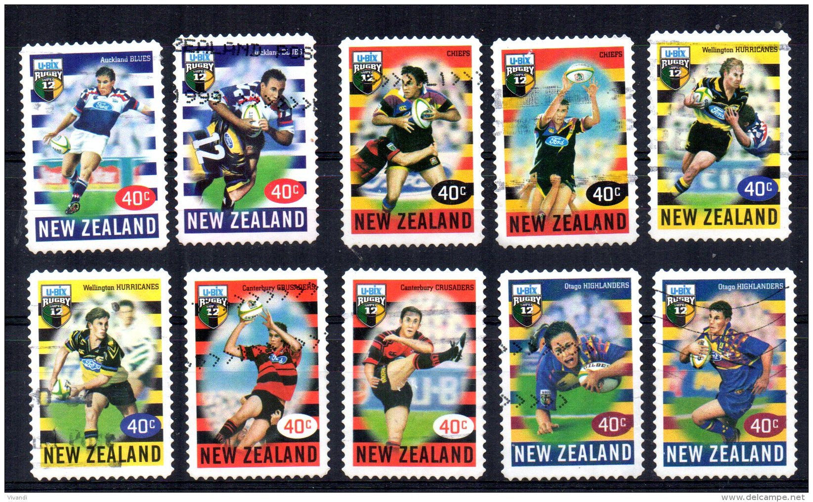 New Zealand - 1999 - U-Bix Rugby Super12 Championships (Perf11&frac12;) - Used - Used Stamps