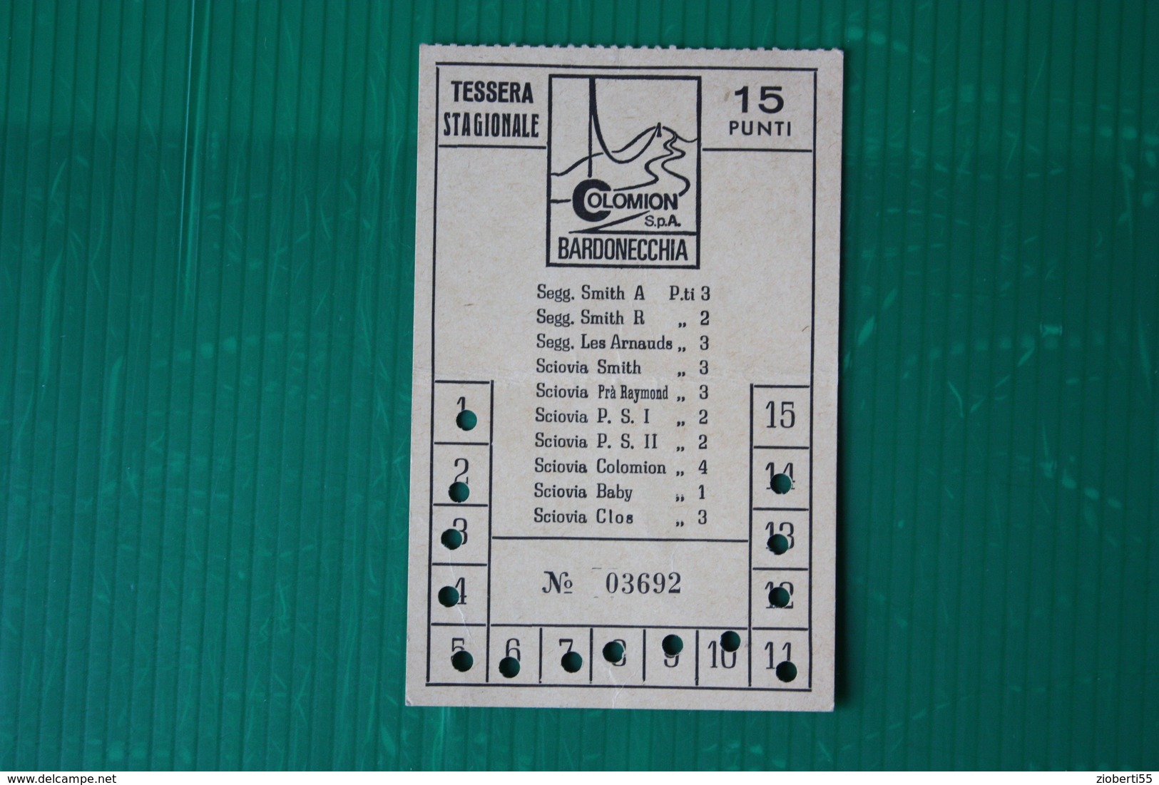 BARDONECCHIA - TESSERA A PUNTI  COLOMION LES ARNAUDS - 1971 - Sport Invernali