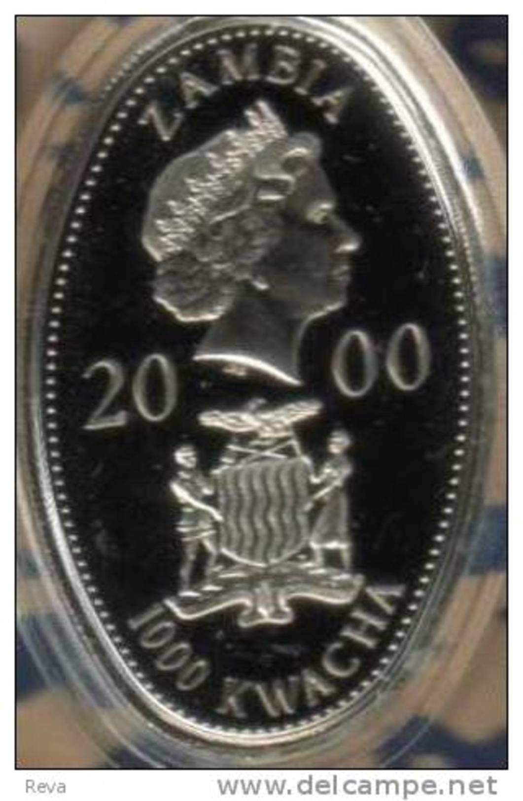 ZAMBIA 1000 KWACHA OVAL SHAPED QUEEN MOTHER COLOURED FRONT QEII HEAD BACK 2000 PROOF  READ DESCRIPTION CAREFULLY !!! - Zambia