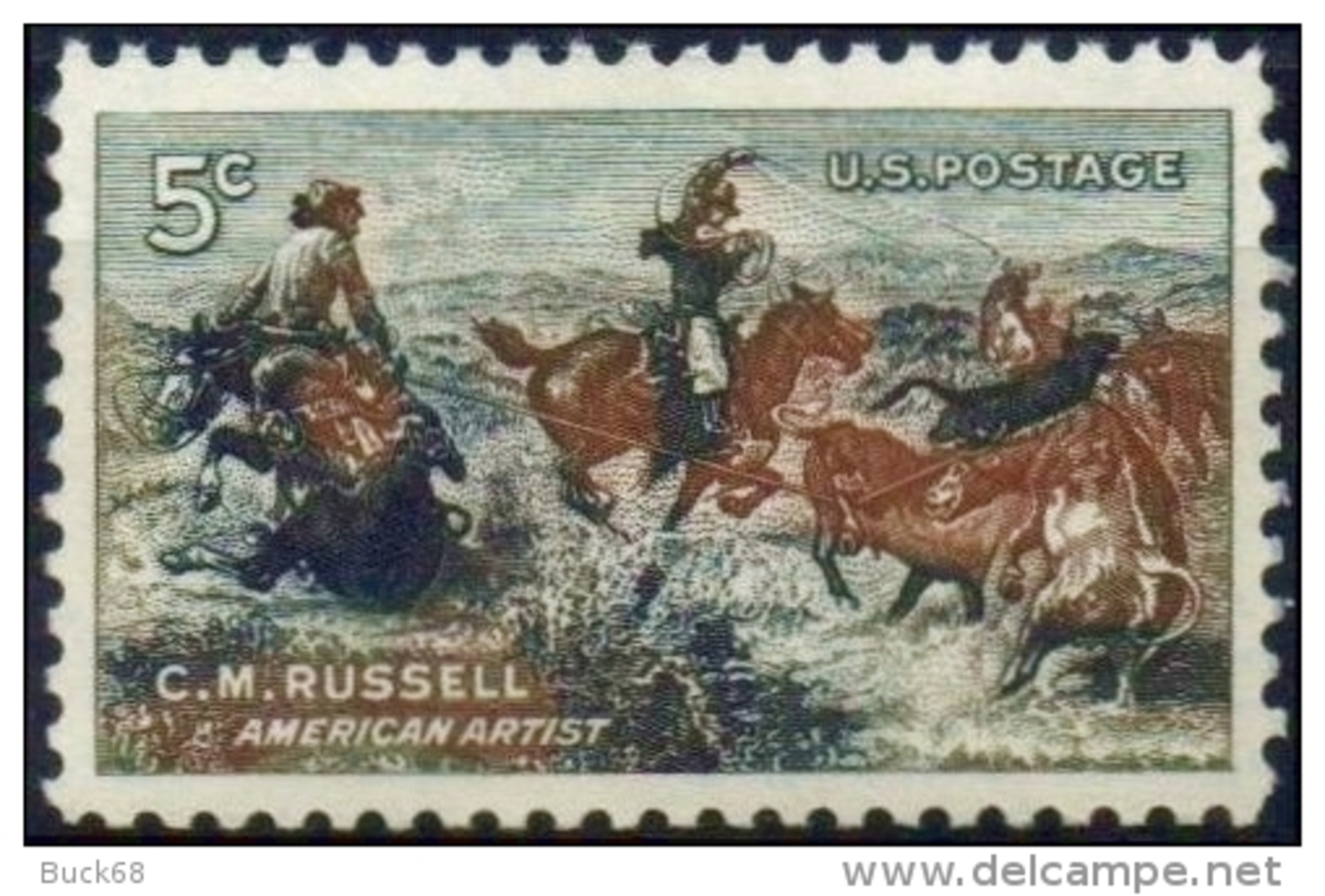 ETATS-UNIS USA  758 ** MNH Tableau Artiste Charles M. RUSSEL : Cow-boys - Unused Stamps