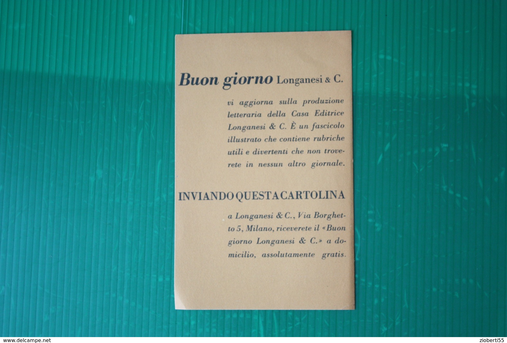 EDITORE LONGANESI - CARTOLINA RICHIESTA CATALOGO  - ANNI 50 - Other Book Accessories