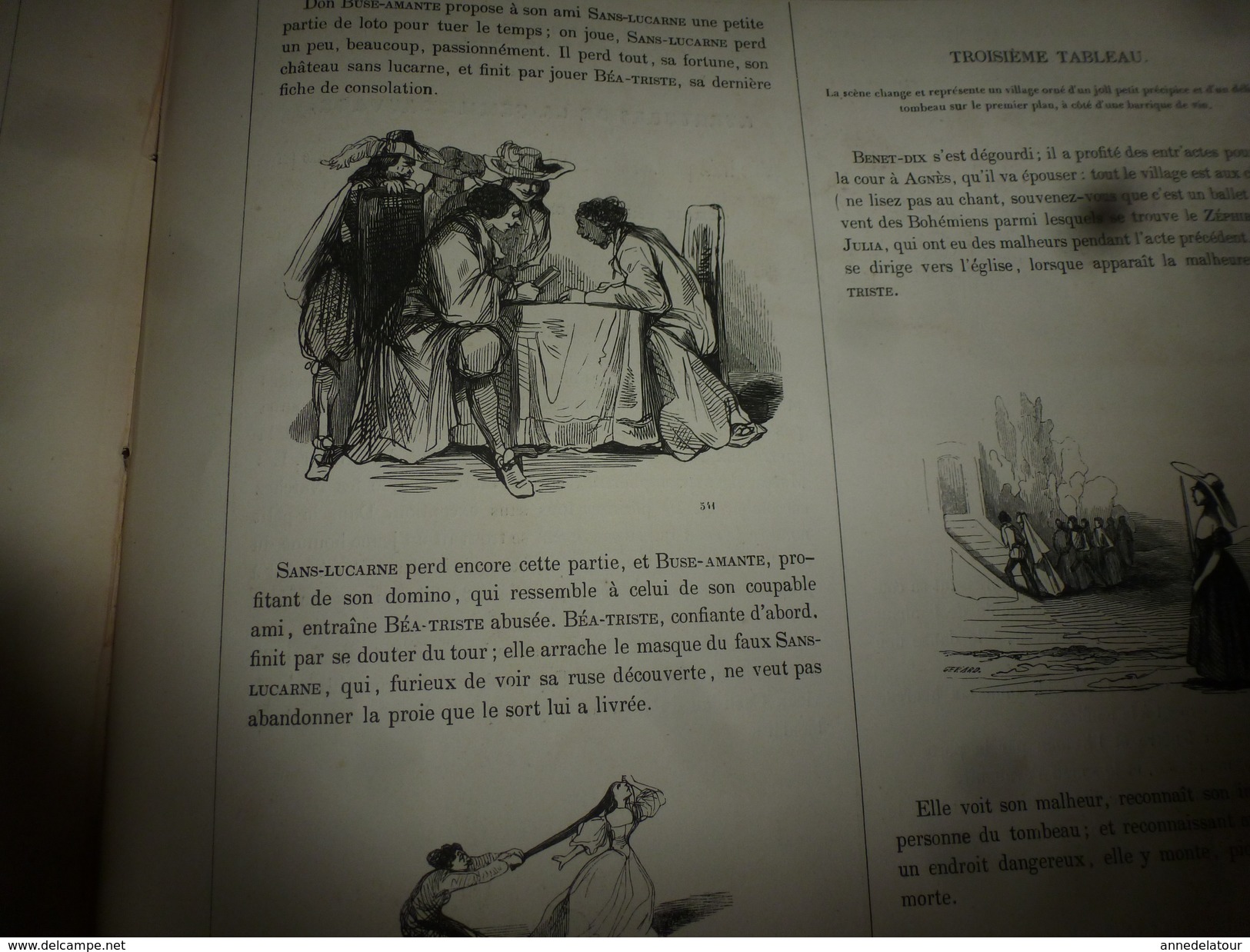 1840 La jolie marchande de gants ,toutes les scènes en belles gigues  ( MUSEE PHILIPON ) , Texte et Dessins par Cham