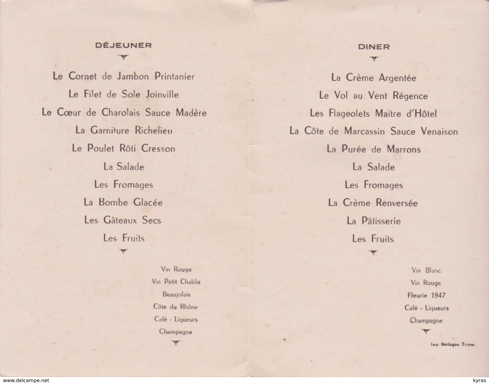 Lot 5 MENUS. 1935:  ANTIBES , LA CORBEILLE Bruxelles , ENFANTS DU FOREZ Paris 5° / 1944 Lager STEINFELD  / 195? MARIAGE