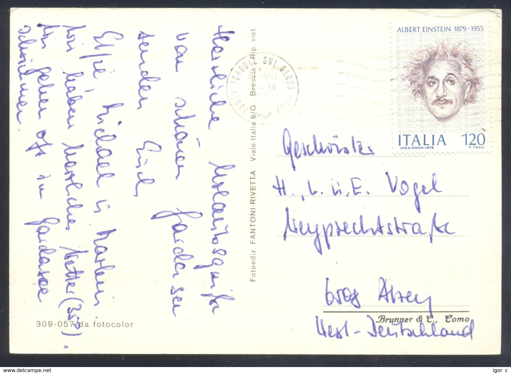 Italia 1979 Card : Famous People Nobel Prize Laureats; Albert Einstein - Albert Einstein