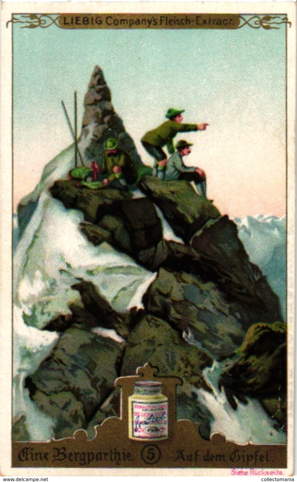6 Cards C1897ALPINISME Mountaineering Bergparthie Descent through Chimney Litho