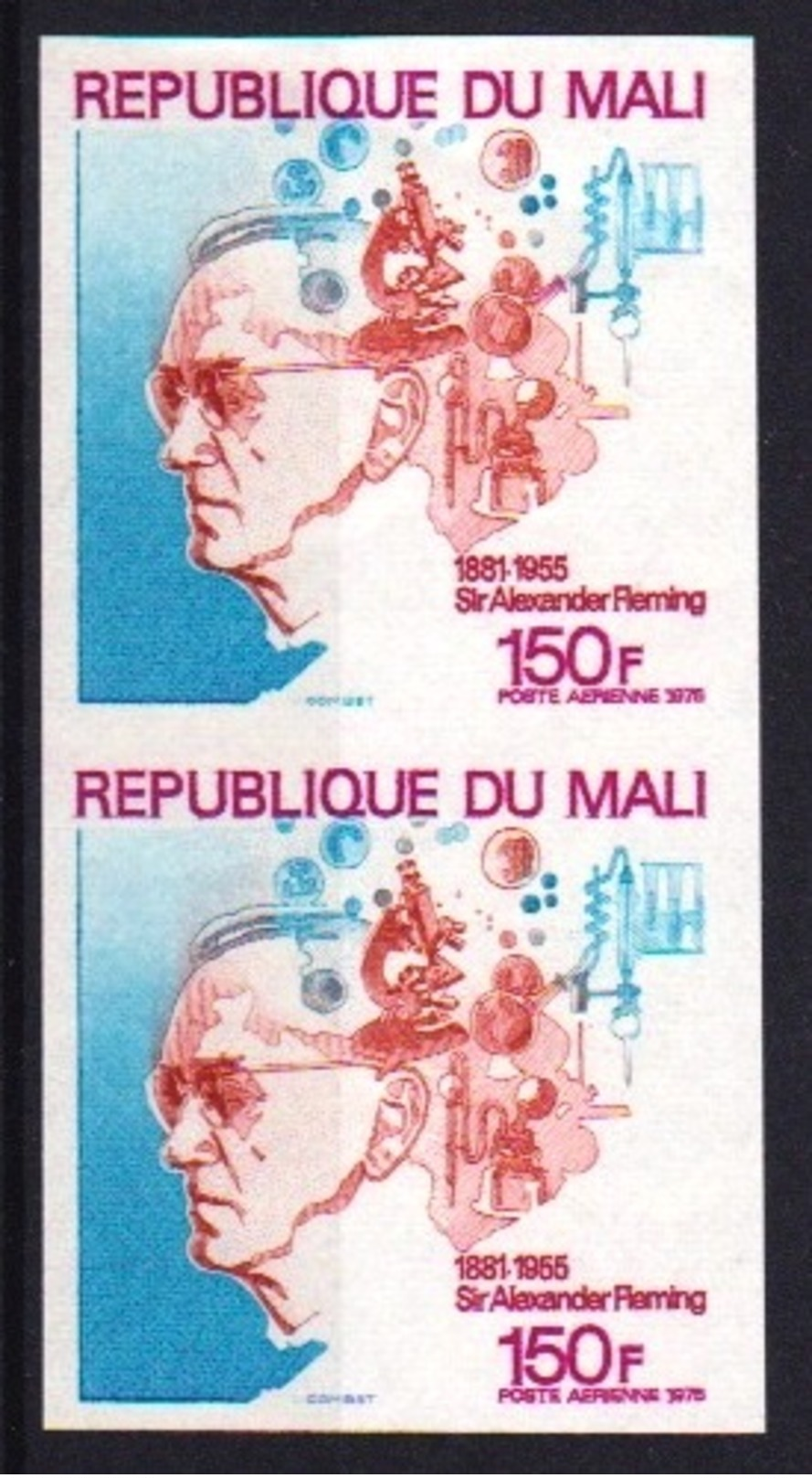 MALI: Mi #502U Yvert PA #255a Alexander Fleming / Medicine / Penicillin (1975) MNH ** Neuf IMPERF PAIR - Other & Unclassified