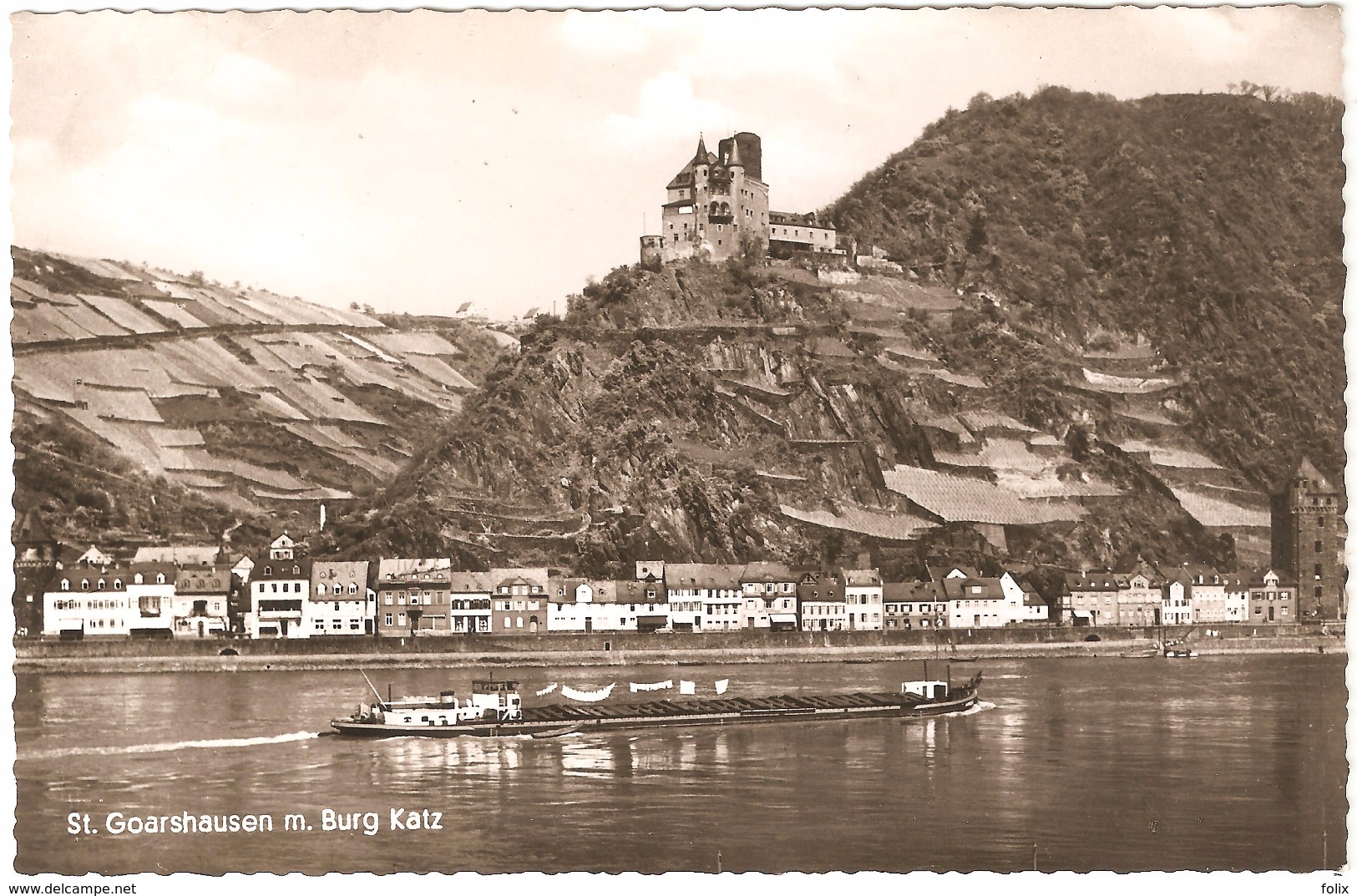 St. Goarshausen M. Burg Katz - Fotokarte Verlag Foto Nassau, St. Goarshausen - Neu - Schiff - St. Goar