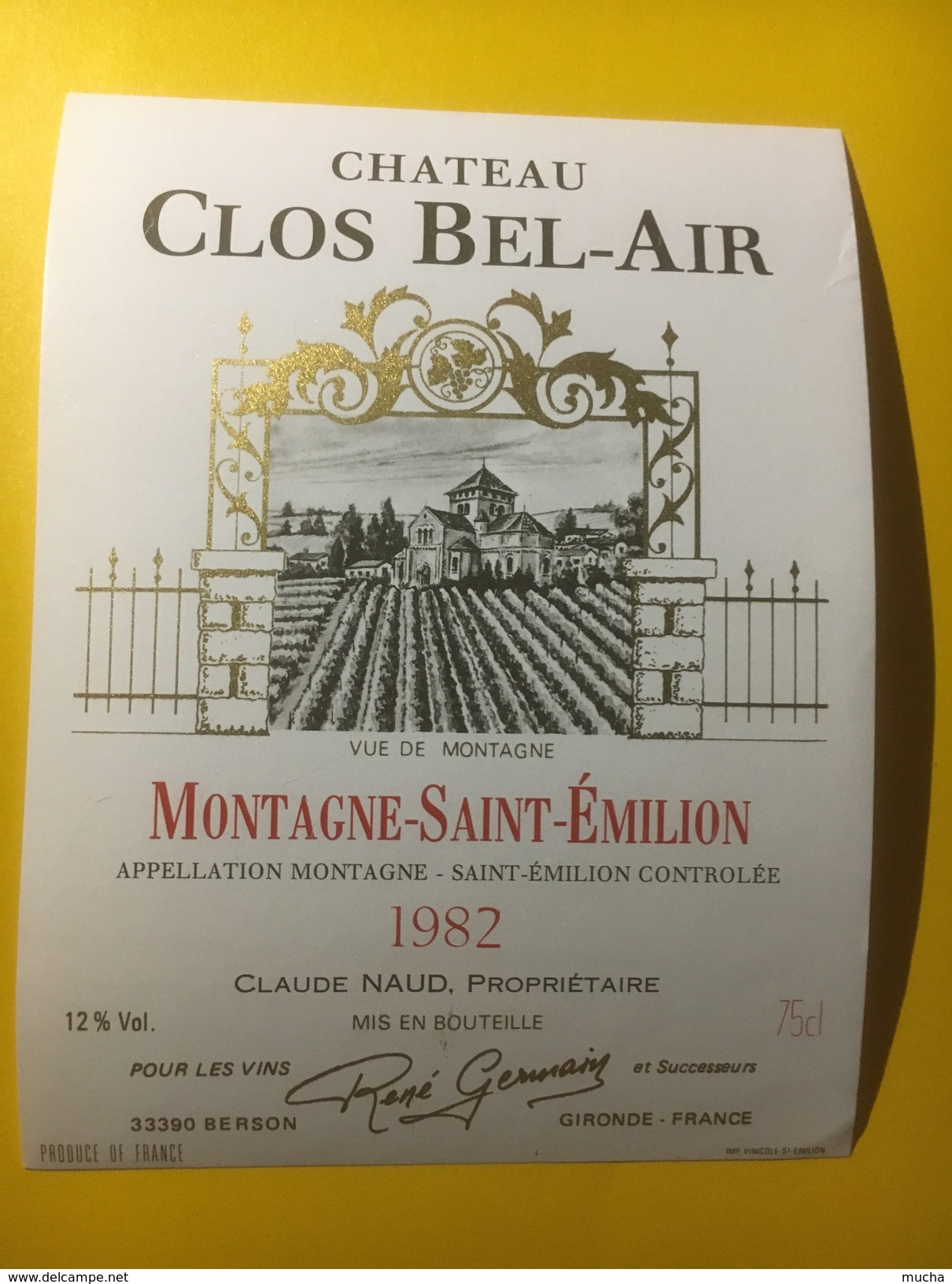 3560 -  Château Clos Bel-Air 1982 Montagne-Saint-Emilion - Bordeaux