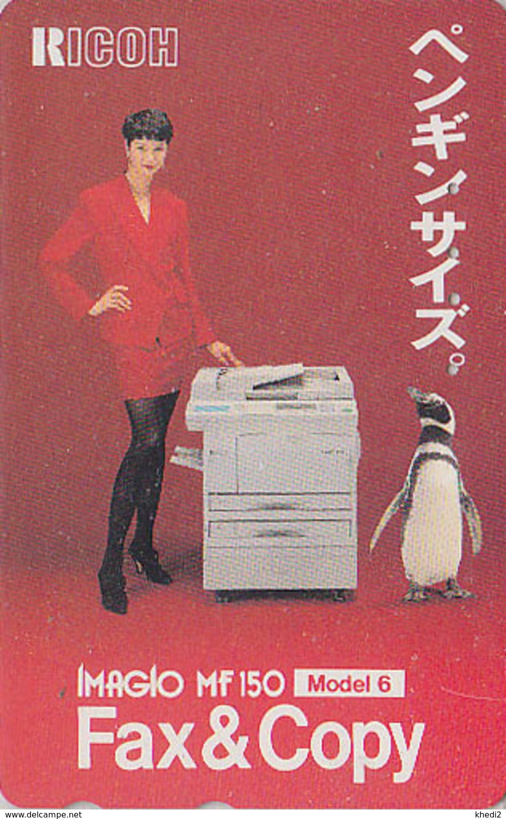 Télécarte JAPON / 110-011 - Femme & Oiseau MANCHOT - Girl Woman & PENGUIN BIRD JAPAN Phonecard - Ricoh 2610 - Pinguini