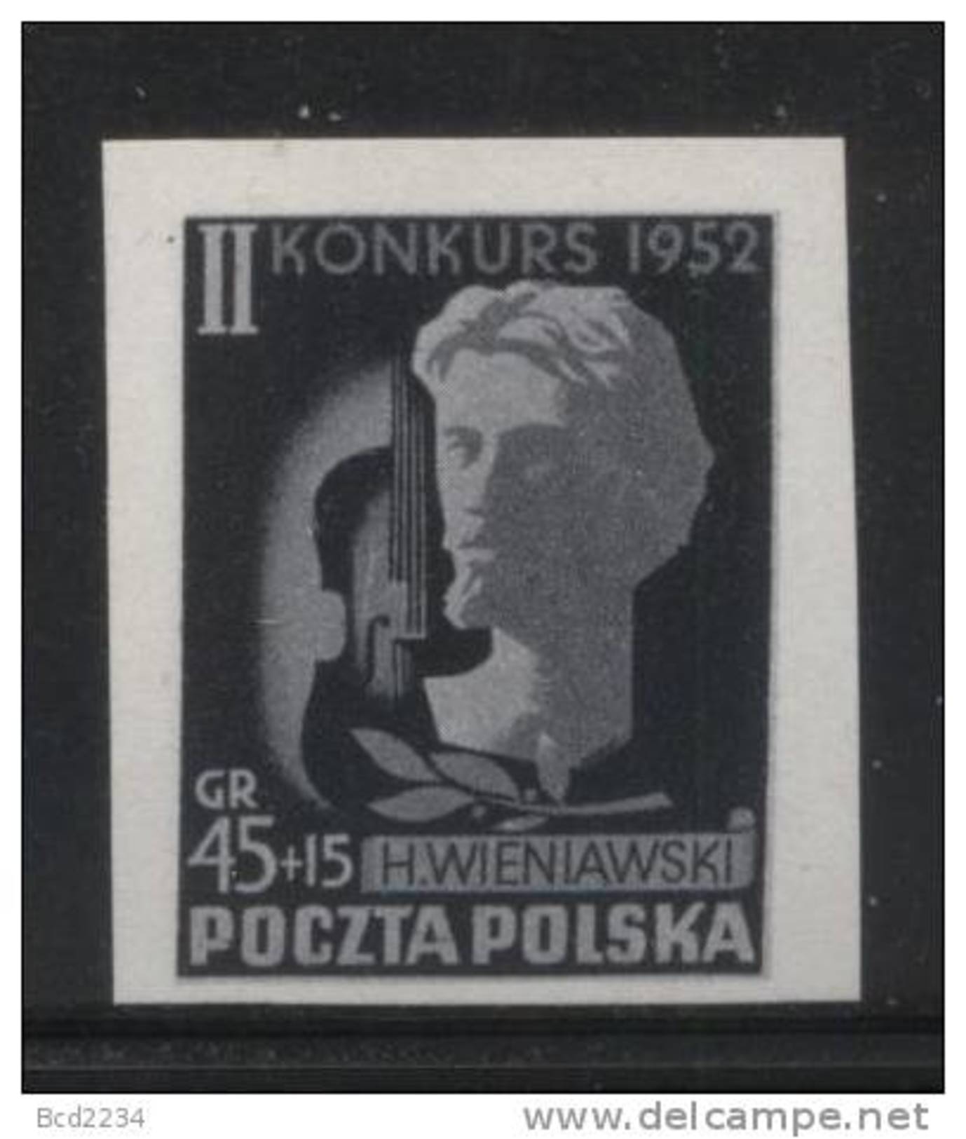 POLAND 1952 2ND WIENIAWSKI VIOLIN COMPETITION BLACK PRINT NHM Music Composers - Proeven & Herdruk