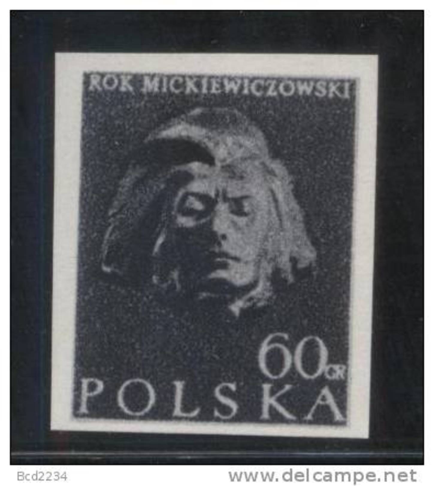 POLAND 1955 MICKIEWICZ YEAR BLACK PRINT NHM Author Poet Writer Bard Lithuania Bielarus Bielarussia France Italy - Essais & Réimpressions