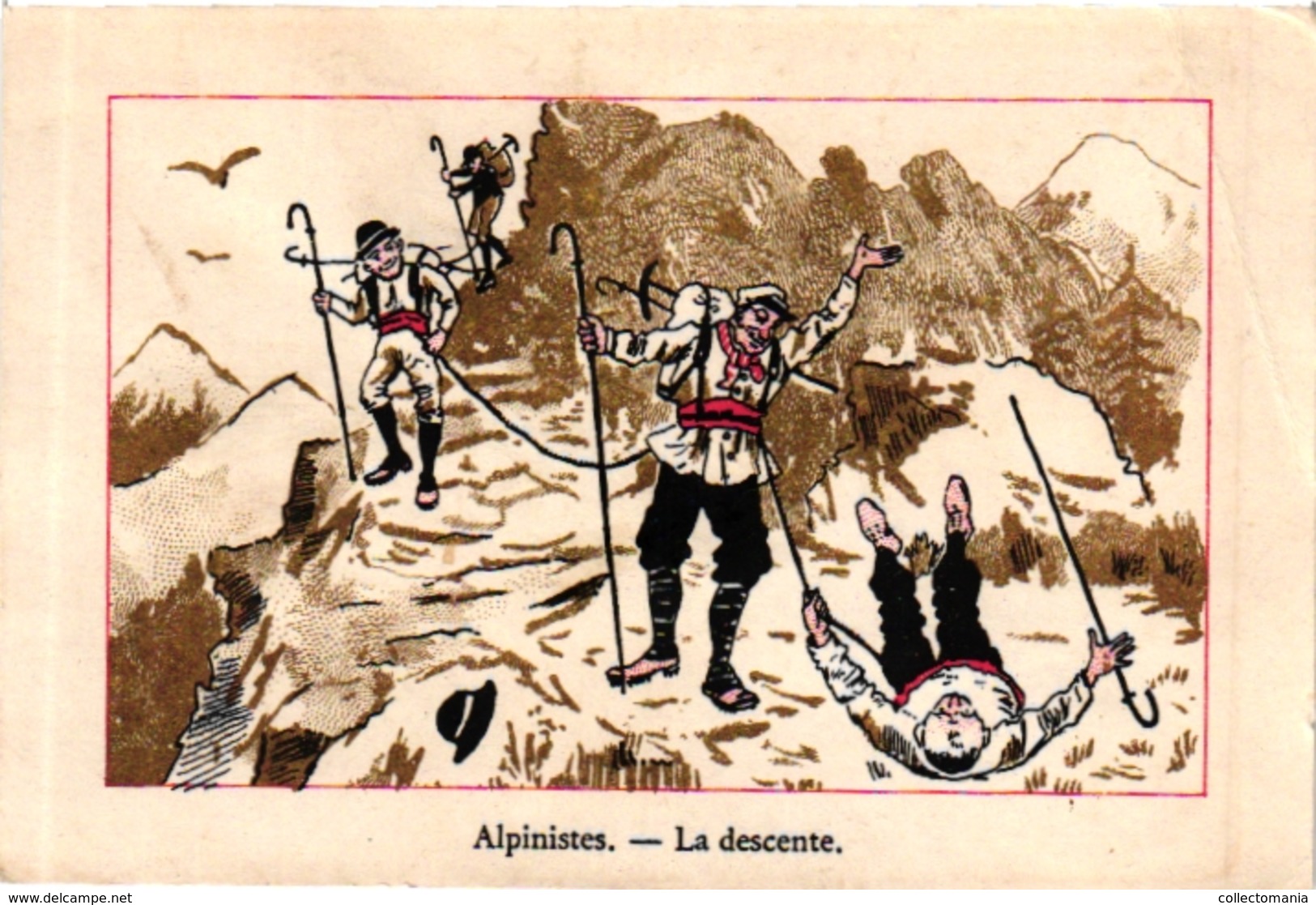 9 Cards ALPINISME Mountaineering PUB 1Buvard Medicale CAFE Van Leckwijck La Kabiline Suisse Chocolat Gondrand Ch Poulain - Autres & Non Classés