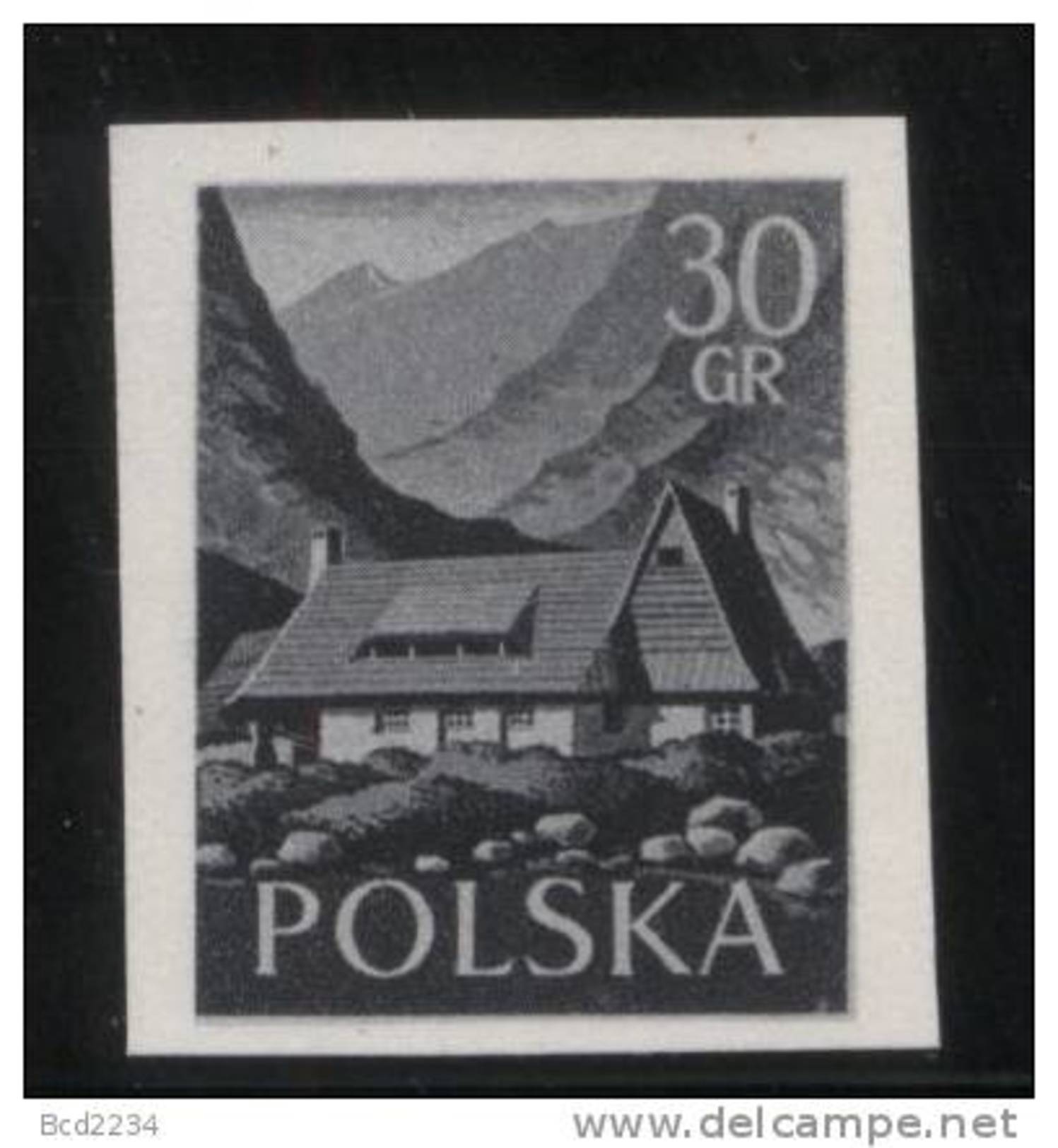 POLAND 1956 TOURISM BLACK PRINT NHM Mountains Mountain Chalet Hut - Essais & Réimpressions