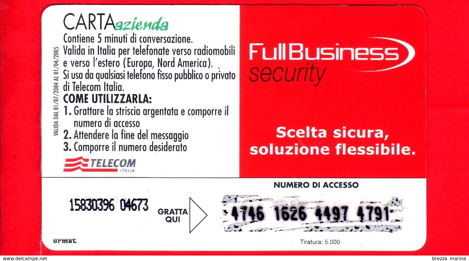 ITALIA - Scheda Telefonica - Telecom - Usata - Carta Azienda - Full Businnes - Cartes GSM Prépayées & Recharges