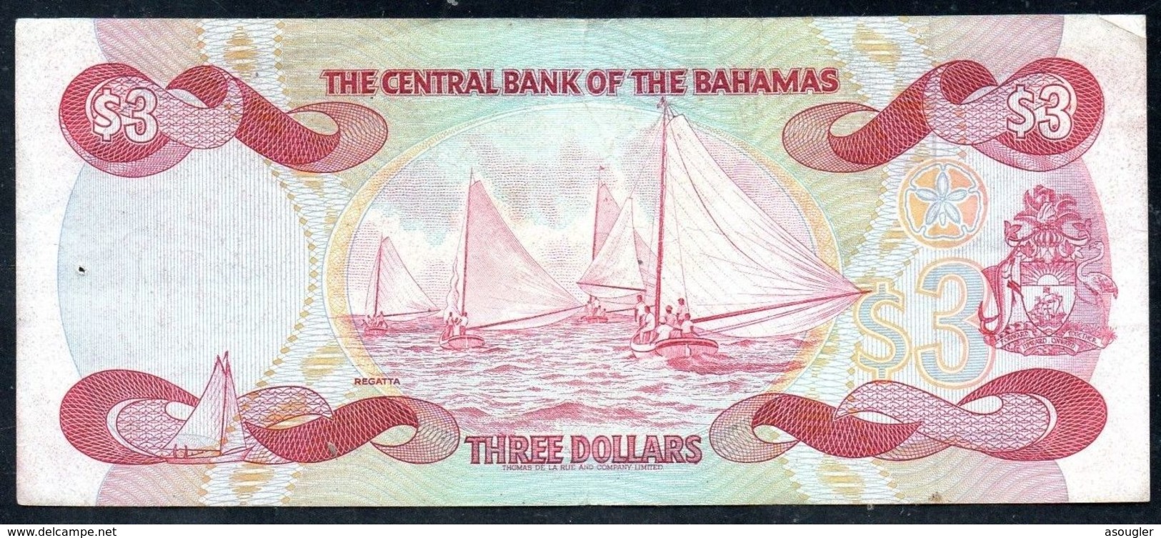 BAHAMAS 3 DOLLAR 1974 (1984) F-FV P-35b  (free Shipping Via Regular Air Mail (buyer Risk) - Bahamas