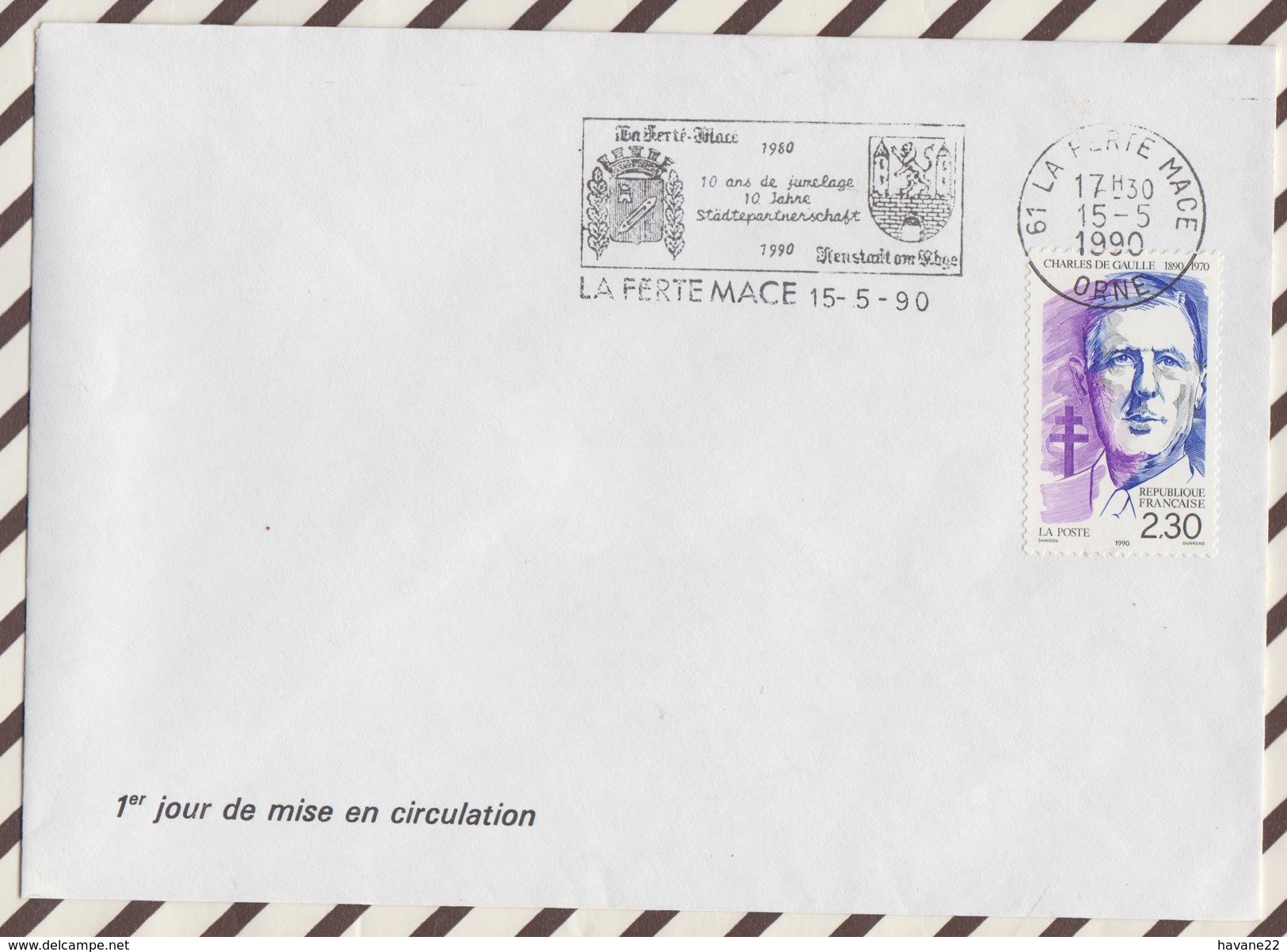 7 FDC 182 Flamme LA FERTE MACE ORNE 1990 FIRST DAY COVER - 1990-1999