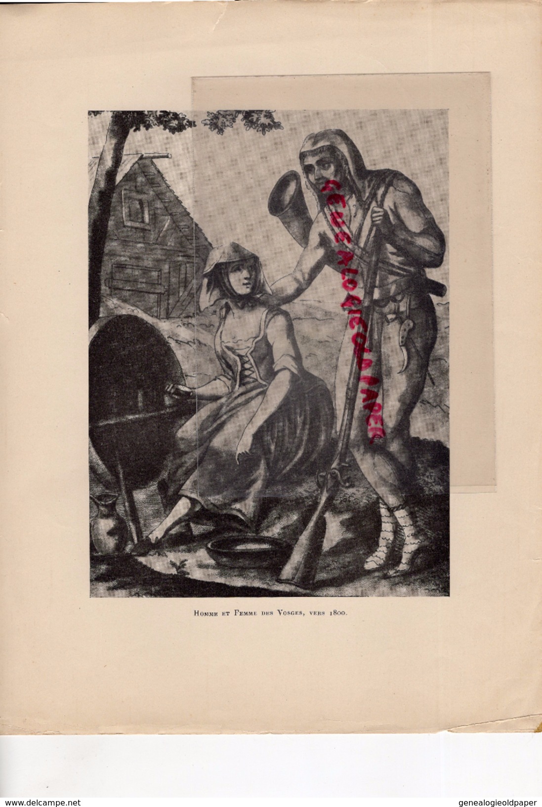 COSTUMES  FRANCE XIXE S.- 88-  HOMME ET FEMME DES VOSGES VERS 1800- IMPRIMERIE F.PAILLART ABBEVILLE PARIS- 1932 - Estampes & Gravures