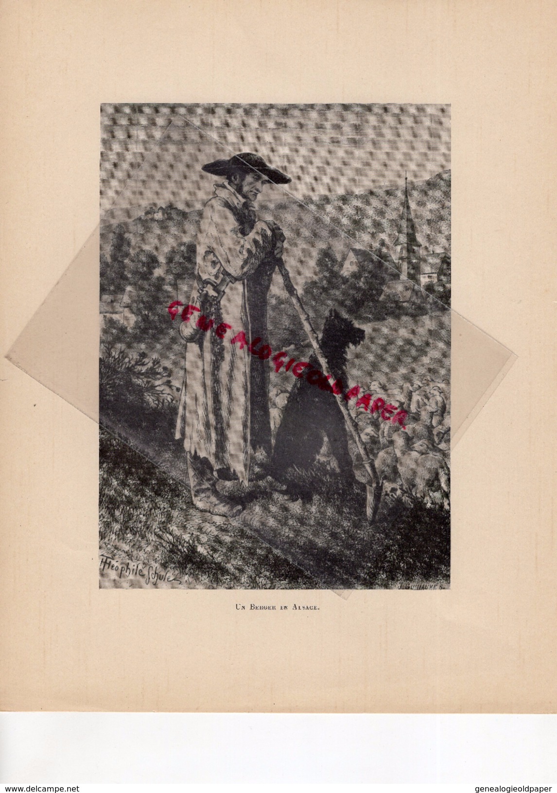 COSTUMES FRANCE XIXE S.- 67-68- UN BERGER EN ALSACE- IMPRIMERIE FIRMIN DIDOT PAPETERIES DE CONDAT-1932 - Estampes & Gravures