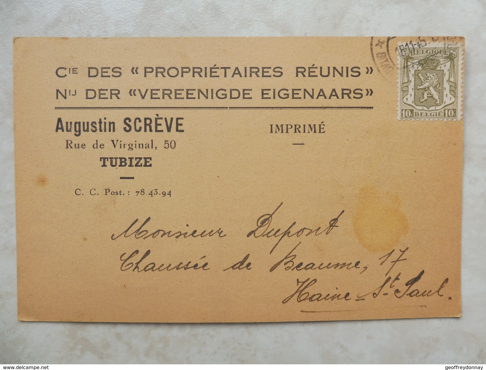 document en carte cachet bruxelles 9 différents 1939-40