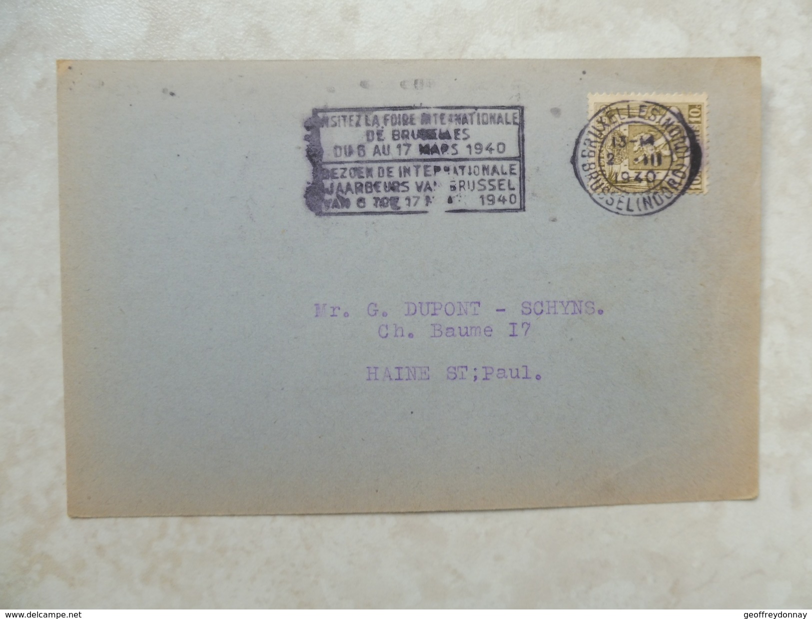 document en carte cachet bruxelles 9 différents 1939-40