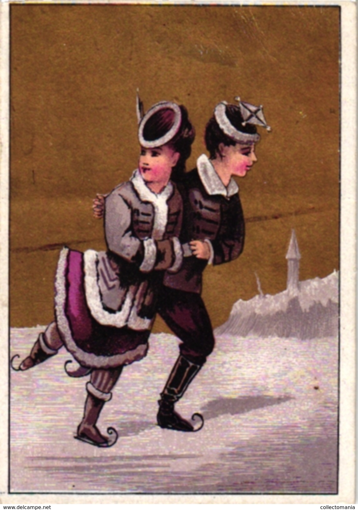 10 Cartes C1890 Ice-Skating Patinage Sur Glace Eislaufen PUB  Perles De Japon Pierrot Starch Amido Vermeiren - Invierno