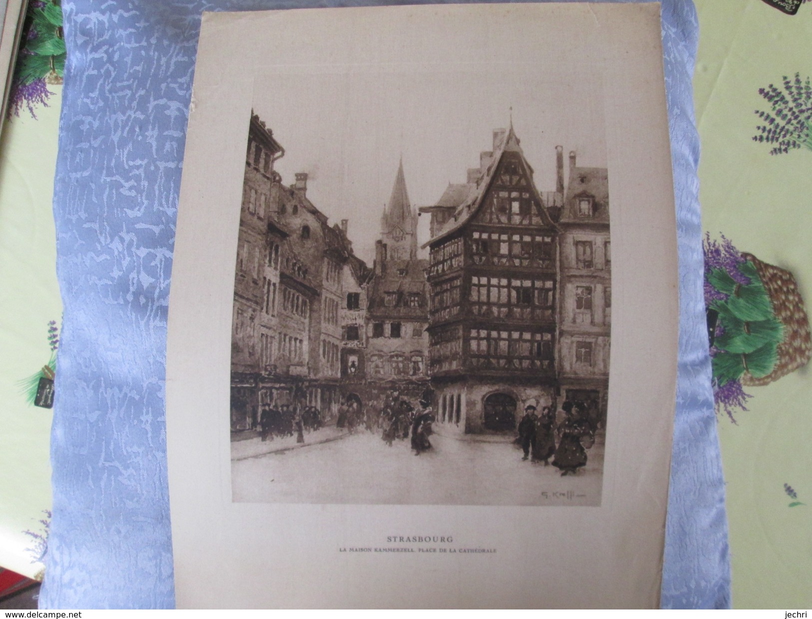 ALSACE 5 GRAVURES . EAUX FORTES . STRASBOURG ET RIBEAUVILLE DONT 2  G KRAFFT - Affiches