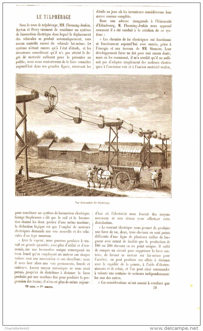 LE TELEPHERAGE  1884 (1) - Spoorweg