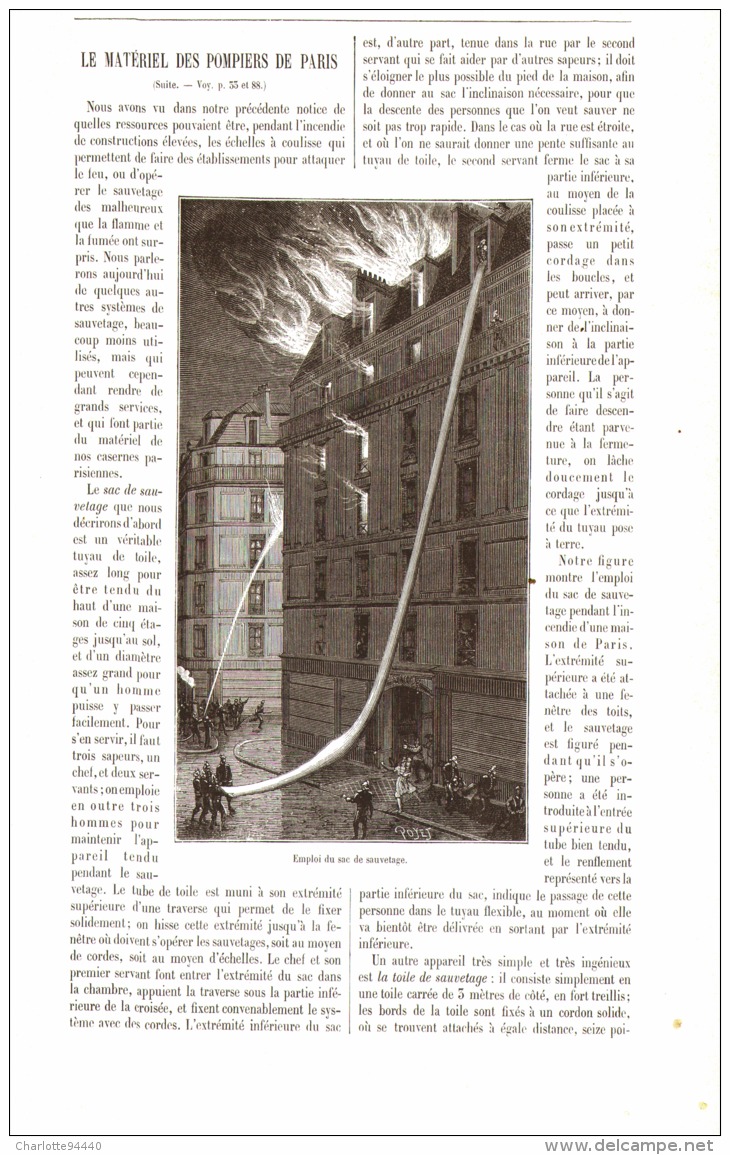 LE MATERIEL DES  " POMPIERS DE PARIS "   1887 (3) - Firemen