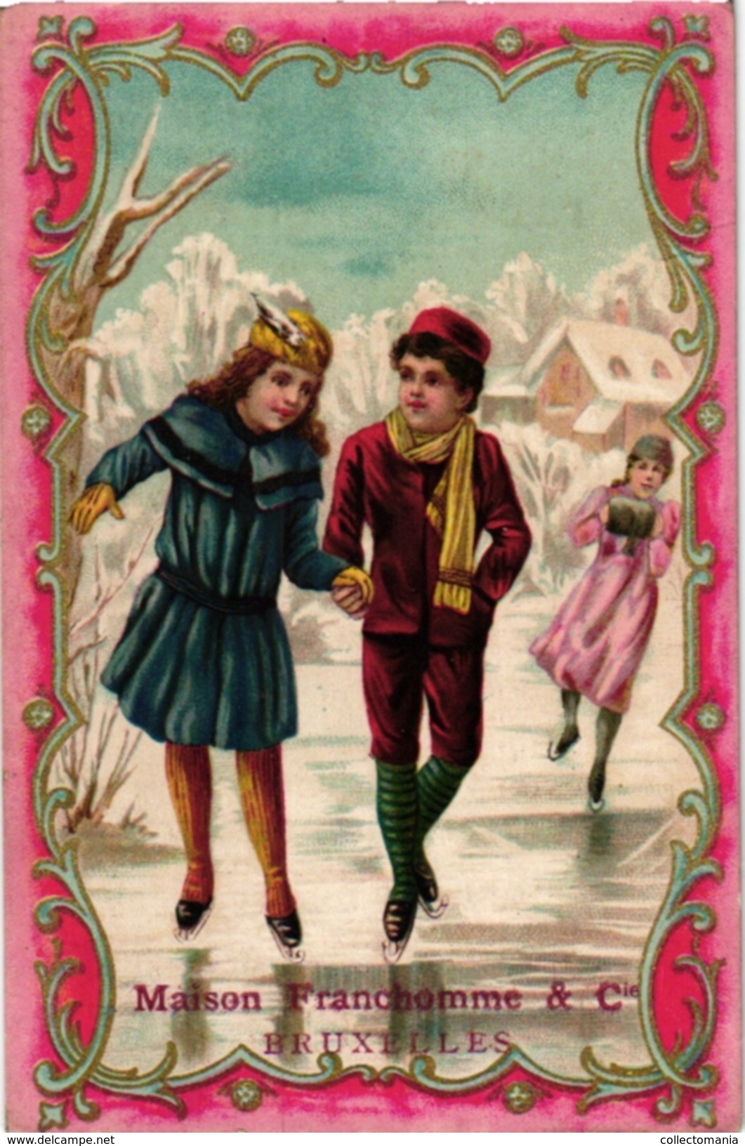 8 Cards Ice-Skating Patinage Sur Glace Eislaufen PUB  Choc Marchal Brux Franchomme Brux Belle Jardiniere Dalma Chartres - Invierno