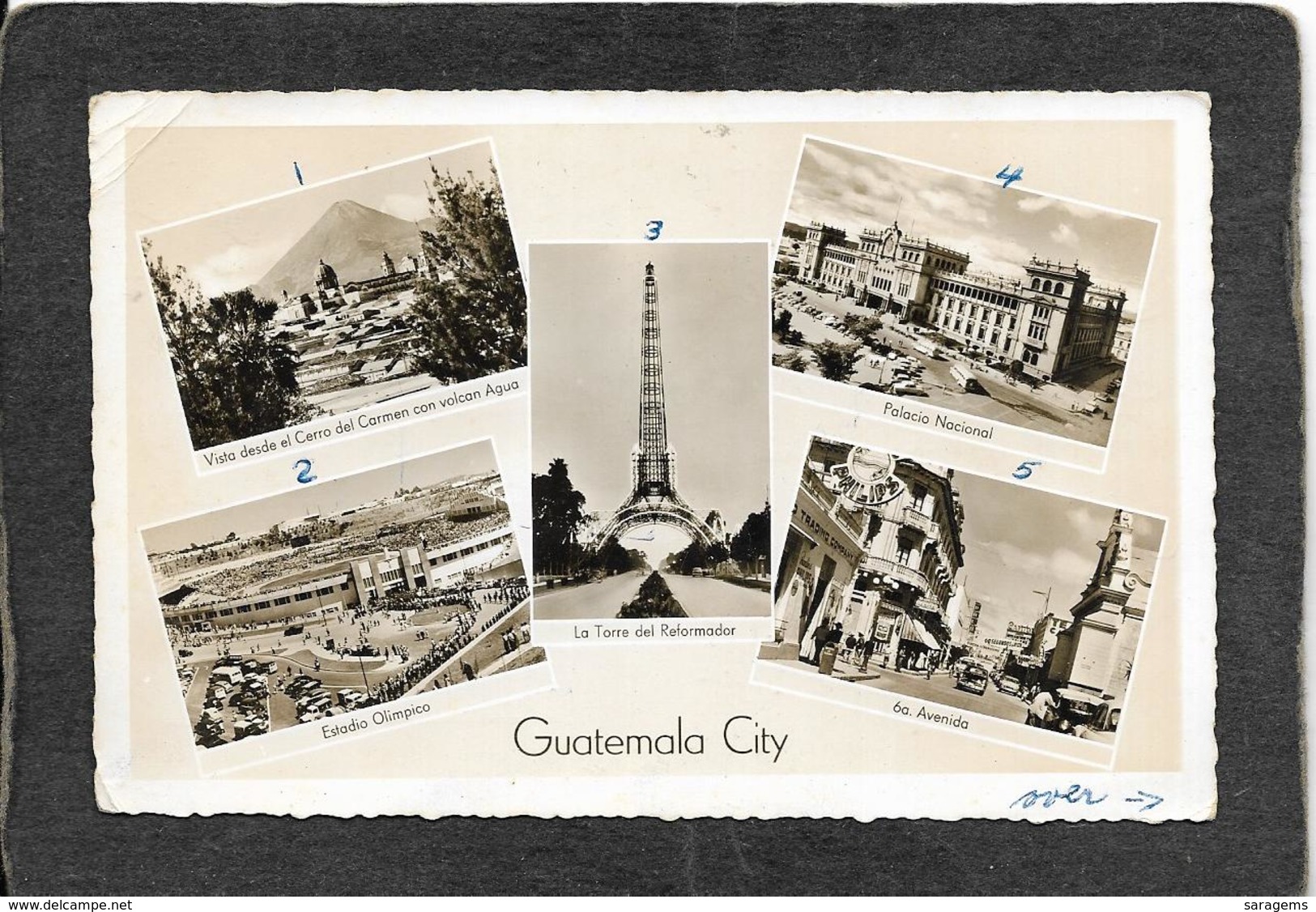 Guatemala City,Guatemala-Main Street,Stadium,5 View RPPC - Antique Real Photo Postcard RPPC - Guatemala