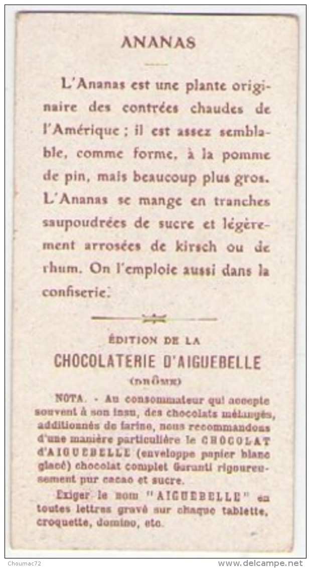 (Chromos) Chocolaterie D'Aiguebelle, Fruits, L'Ananas - Aiguebelle