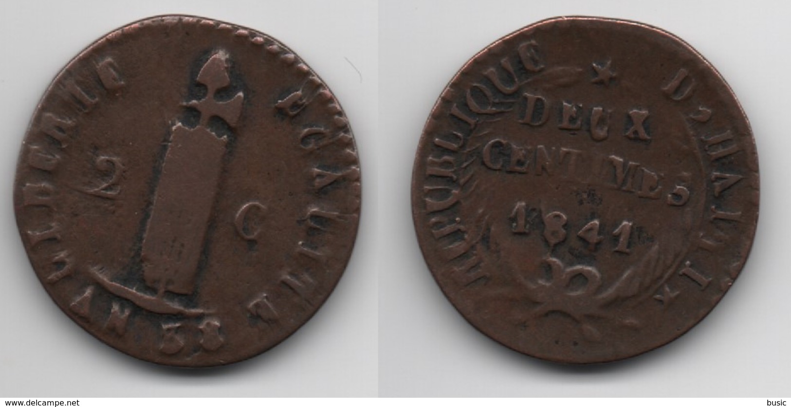 + HAITI + 2 CENTS 1841 + - Haïti