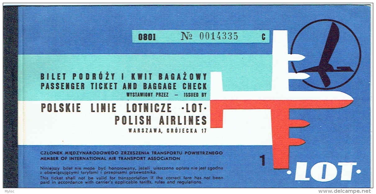 Ticket/Billet D'Avion. LOT Polish Air Lines . Warsaw/Frankfurt. 1971. - Europe