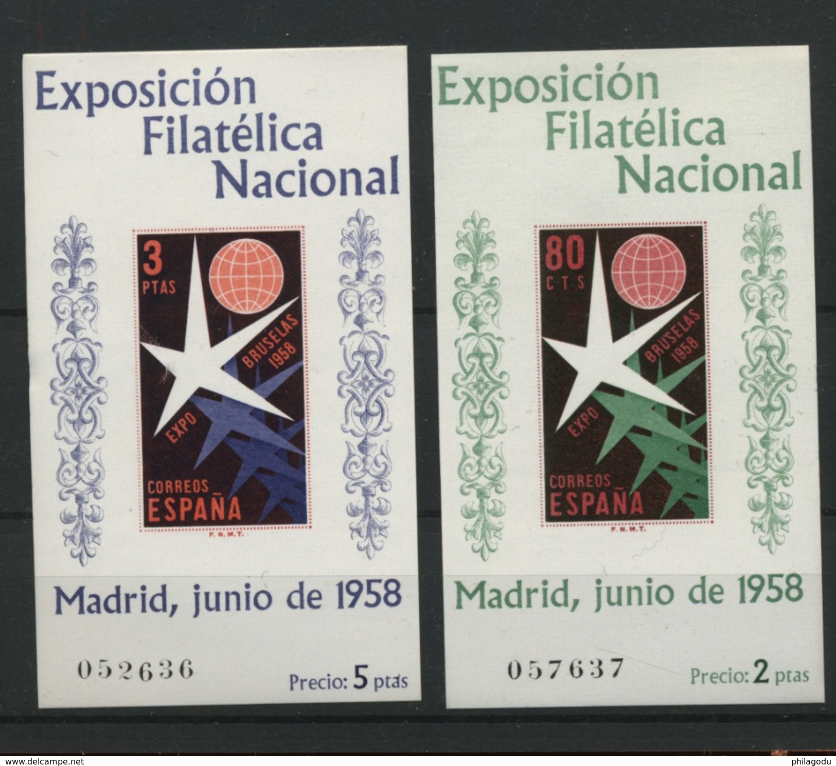 ESPAGNE Bons Blocs   Yv.      Cote 90 &euro; - 1958 – Bruxelles (Belgique)