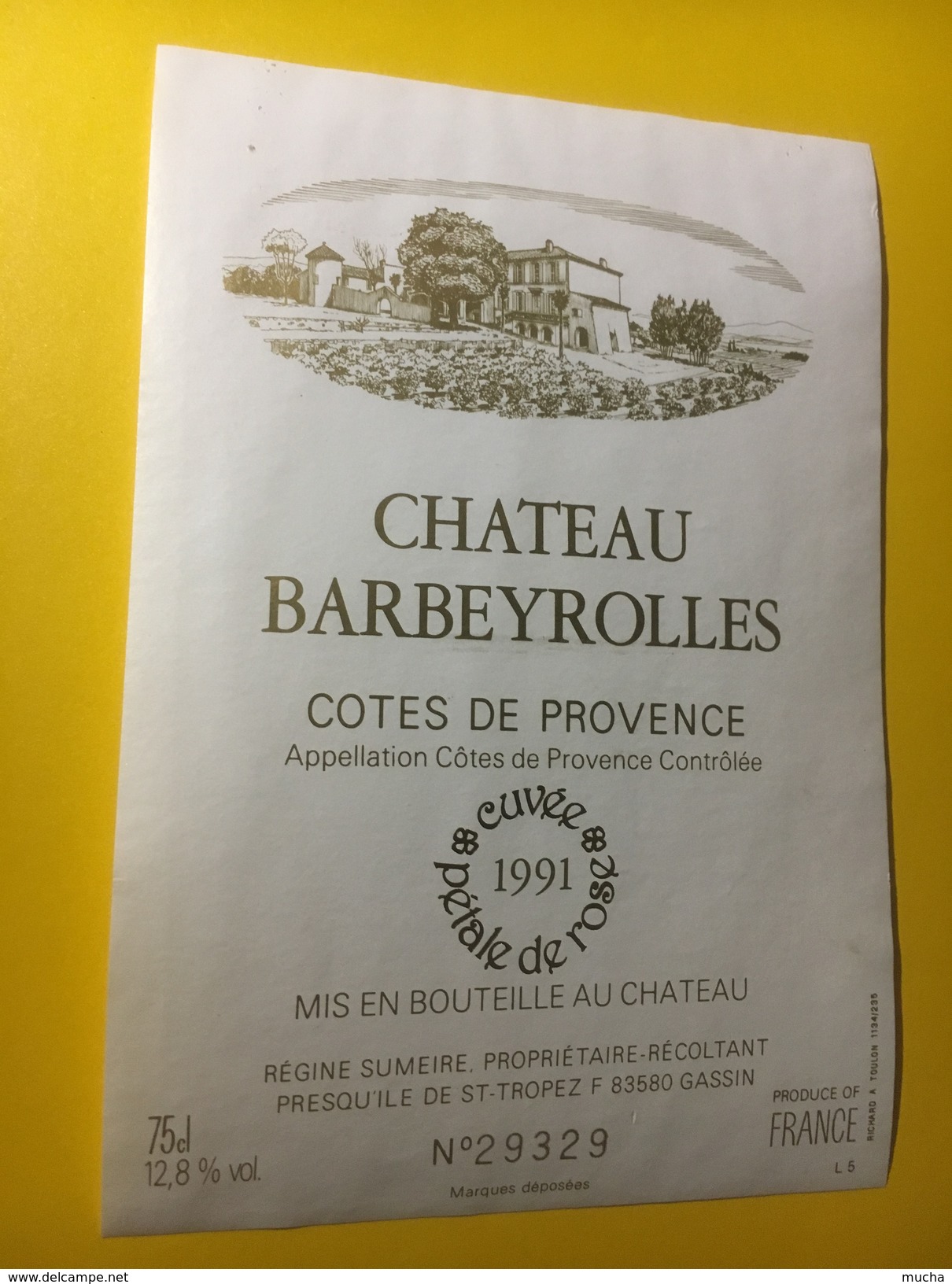 3600 - Château Barbeyrolles 1991  Côtes De Provence - Autres & Non Classés