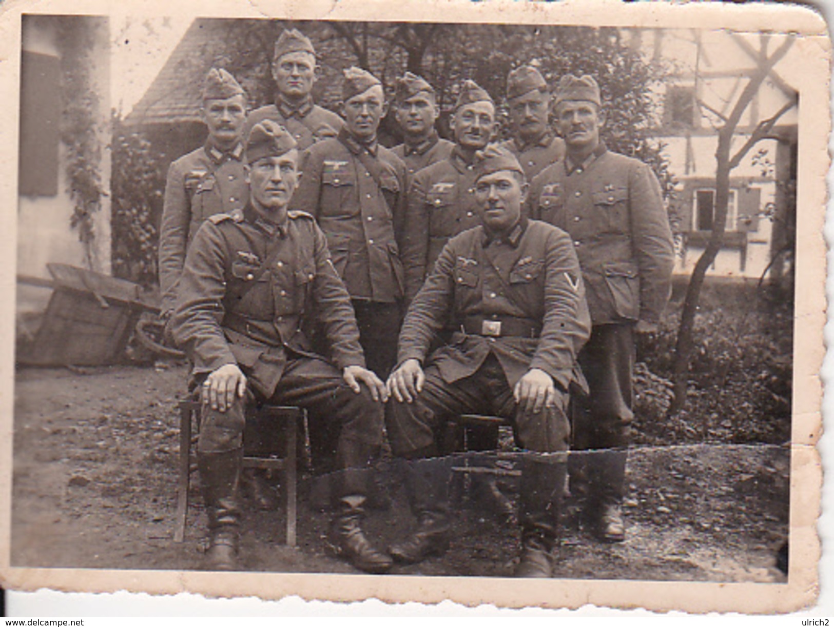 Foto Gruppe Deutsche Soldaten - 2. WK - 8*5cm (27742) - War, Military