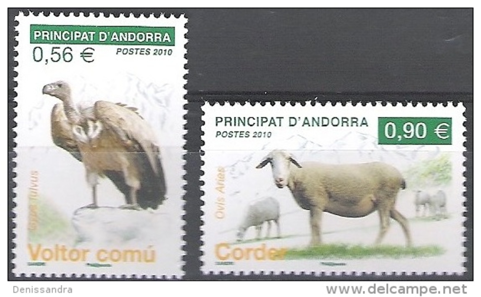 Andorre Français 2010 Michel 711 - 712 Neuf ** Cote (2010) 5.00 Euro Vautour / Mouton - Unused Stamps
