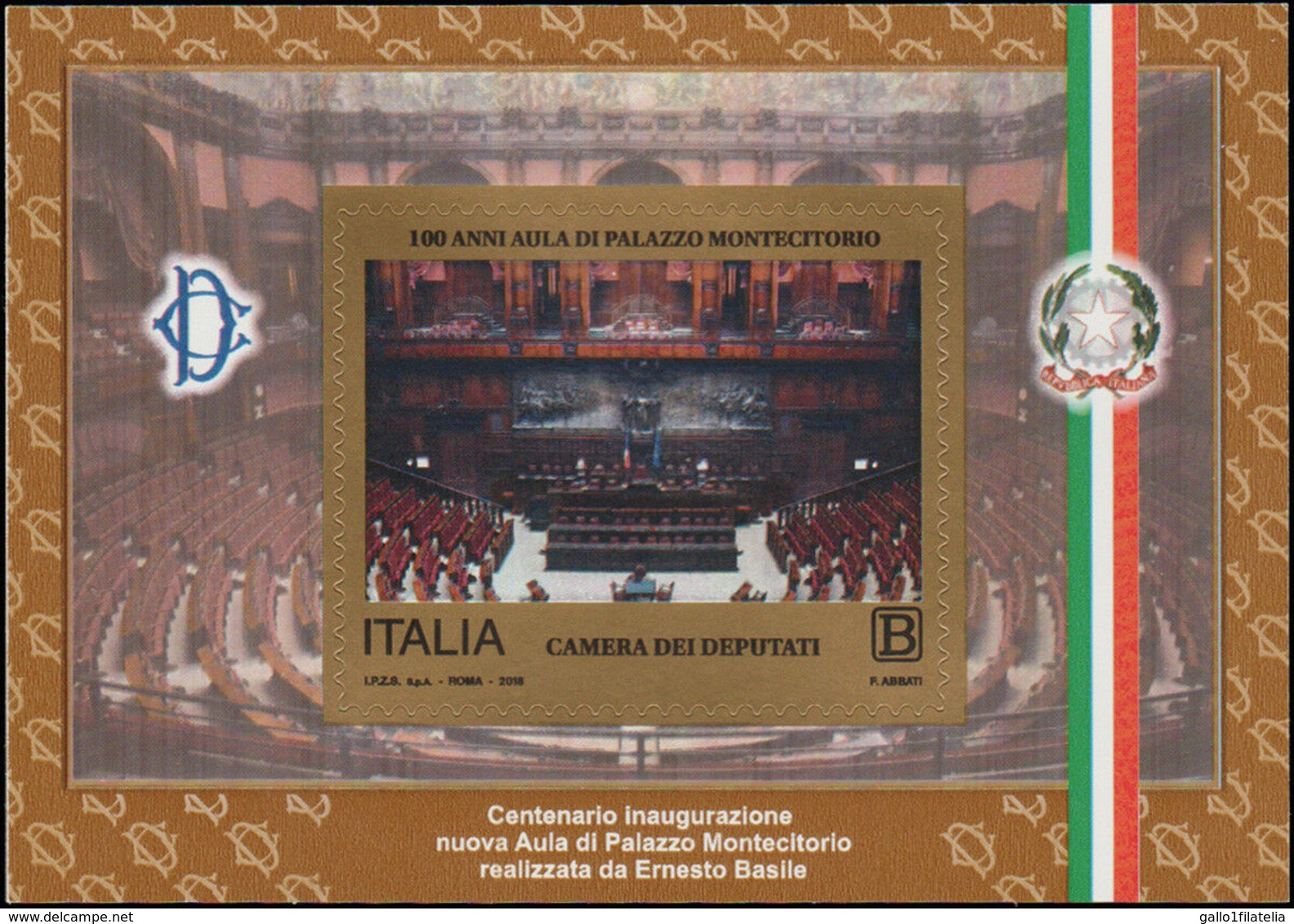 2018 - ITALIA - CENTENARIO DELL'INAUGURAZIONE DELLA NUOVA  AULA DI PALAZZO MONTECITORIO. MNH - 2011-20:  Nuovi