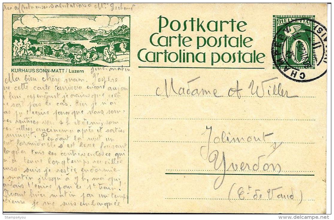 30697 - Entier Postal Avec Illustration "Kurhaus Sonn-Matt / Luzern Cachet à Date Champéry 1925 - Stamped Stationery