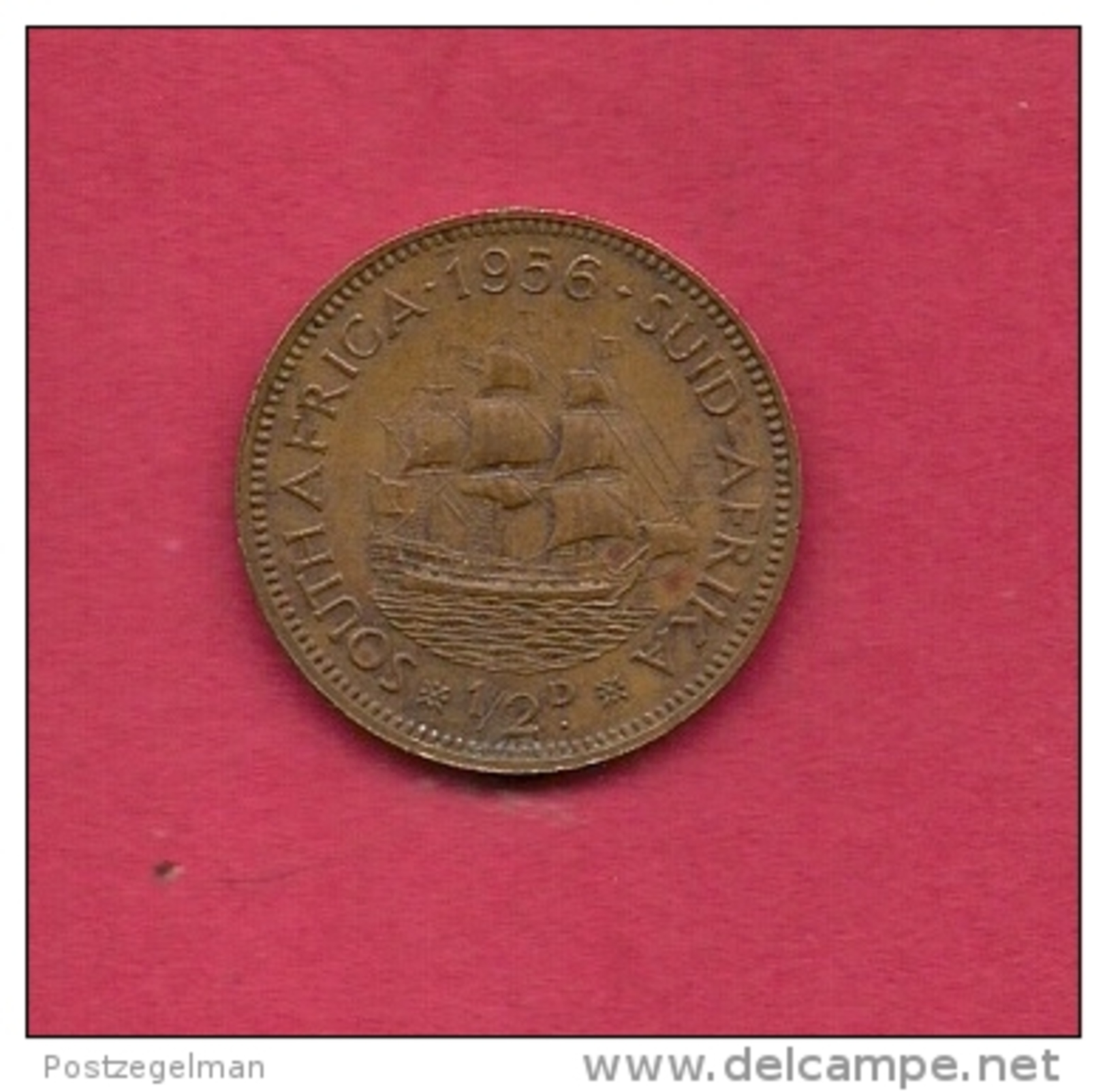 SOUTH AFRICA, Circulated Coin XF, 1956, 1/2 Penny, Elizabeth II,  KM45,  C1409 - D. 1 Penny