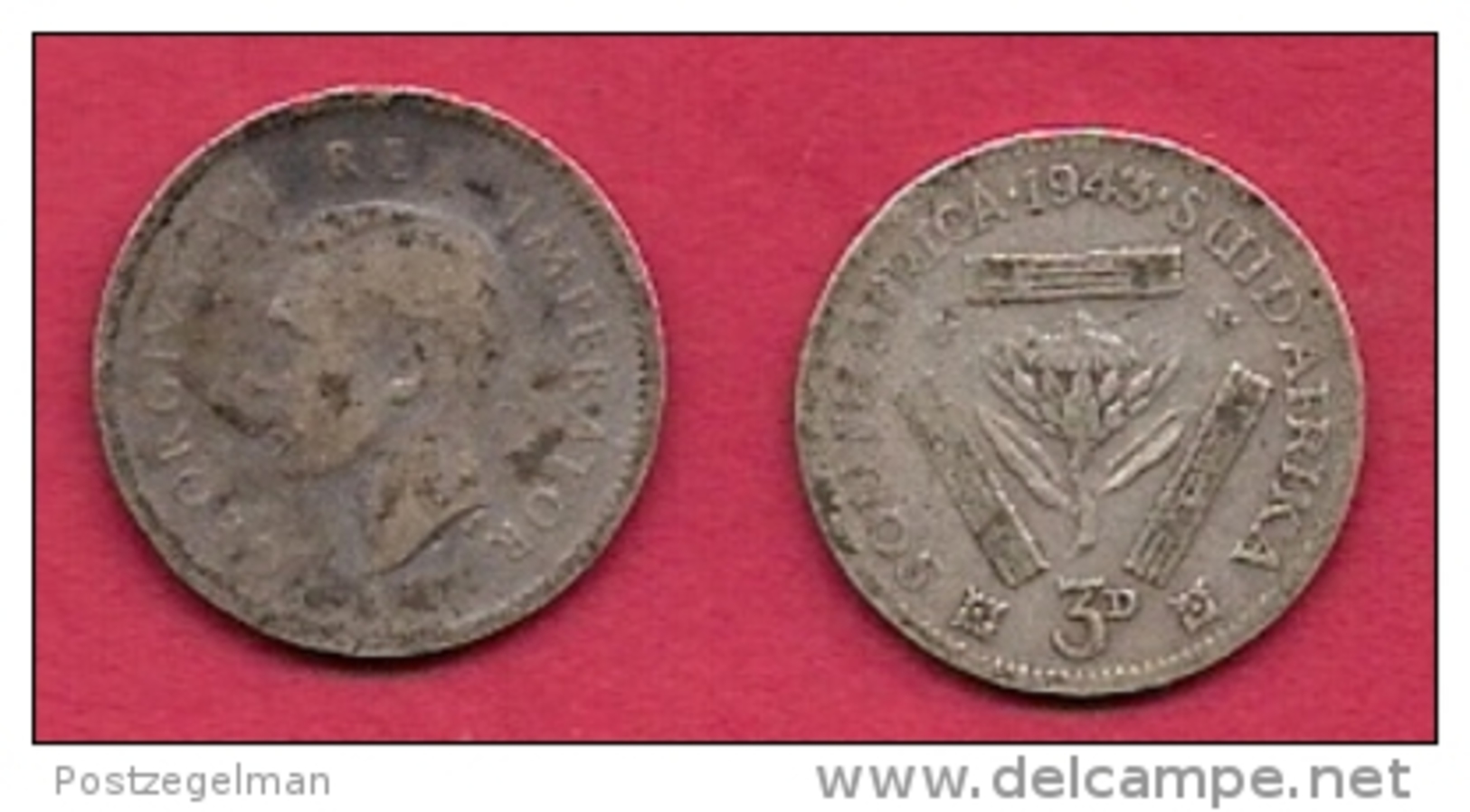 SOUTH AFRICA, 1943,  3d, 0.800 Silver, Nicely Used Coin,  George VI, KM26, C2707 - Zuid-Afrika